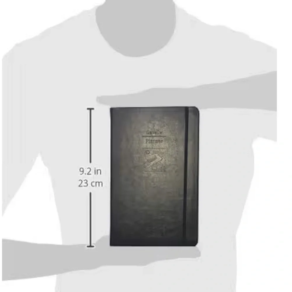 Gazelle Guided Black Faux Leather Daily Planner Time Management Goals Tracker